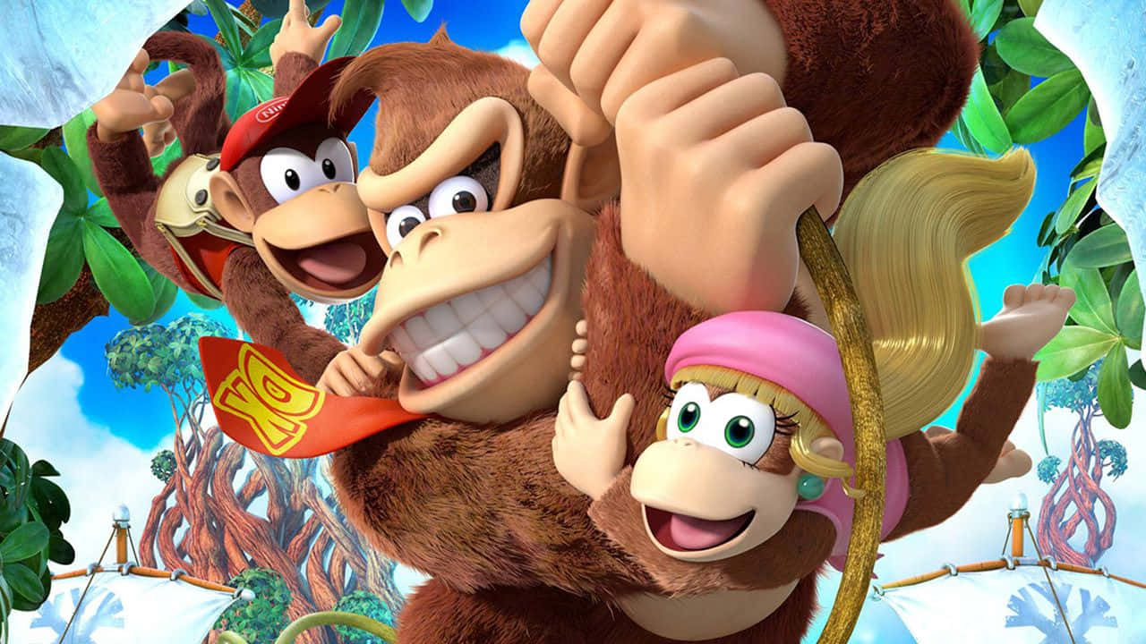 Diddy Kong Wearing His Signature Red Hat And Shirt Wallpaper