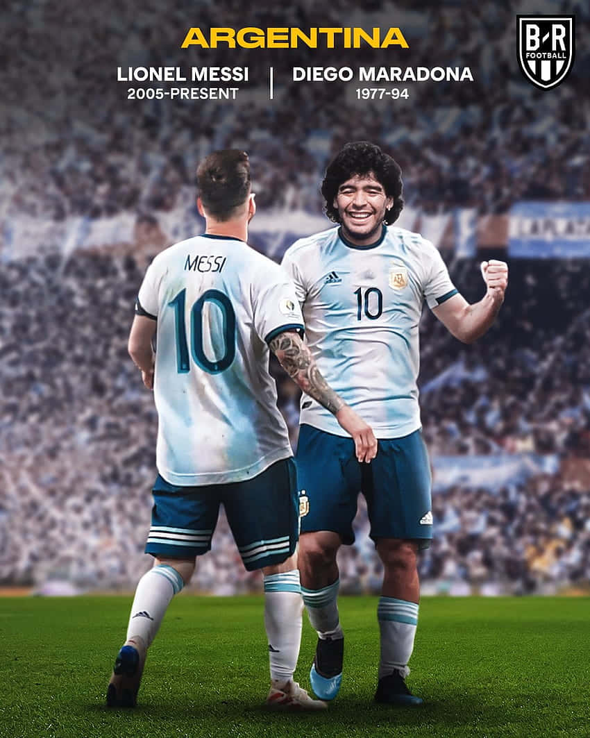 Diego Maradona Lionel Messi Digital Poster Wallpaper