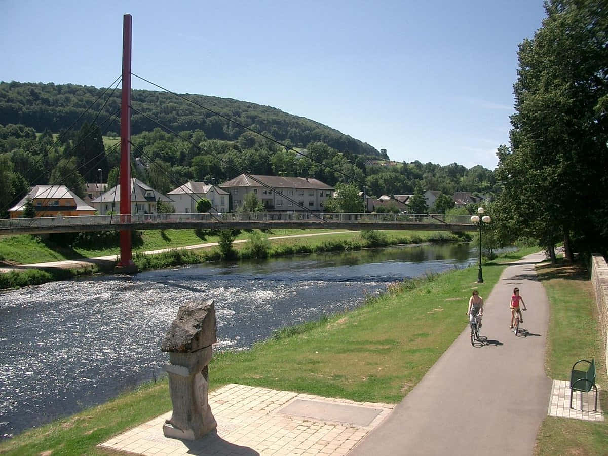 Diekirch River Sure Cycling Path Wallpaper