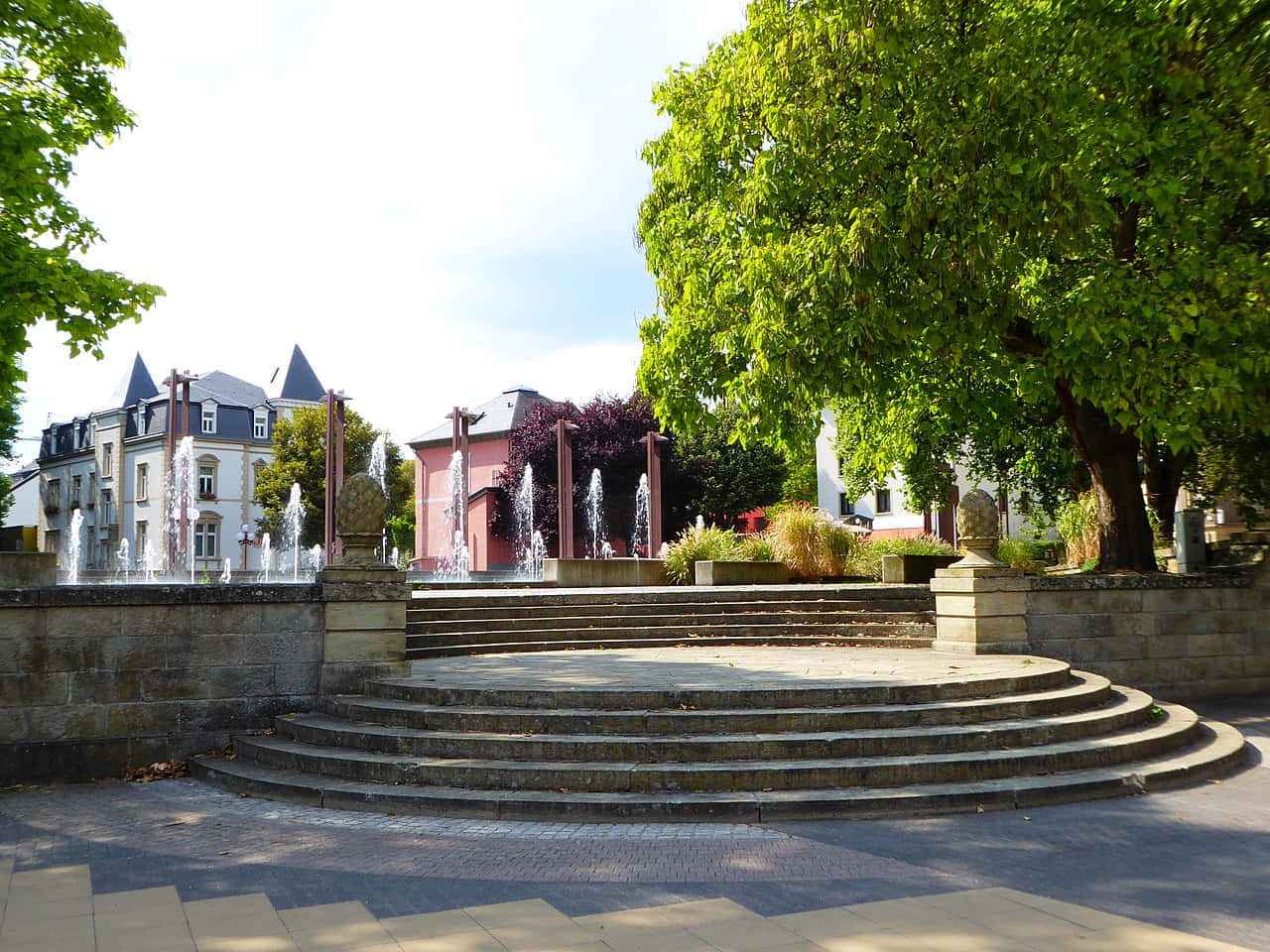 Diekirch Town Square Fountain Luxembourg Wallpaper