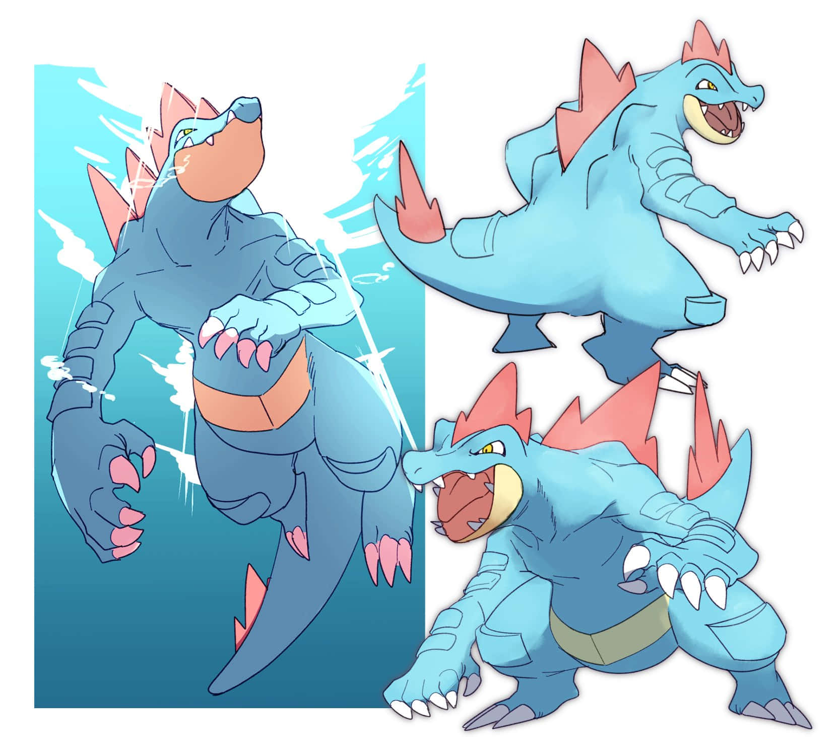 Diffferent Angles Of Feraligatr Wallpaper