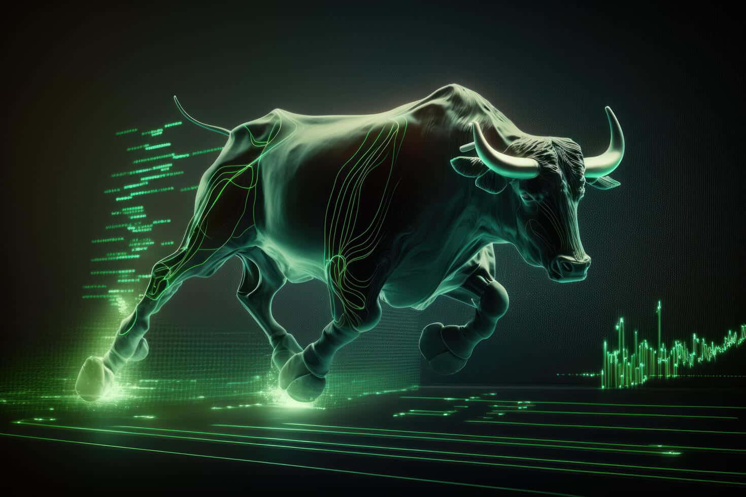 Digital Bull Market Concept Wallpaper