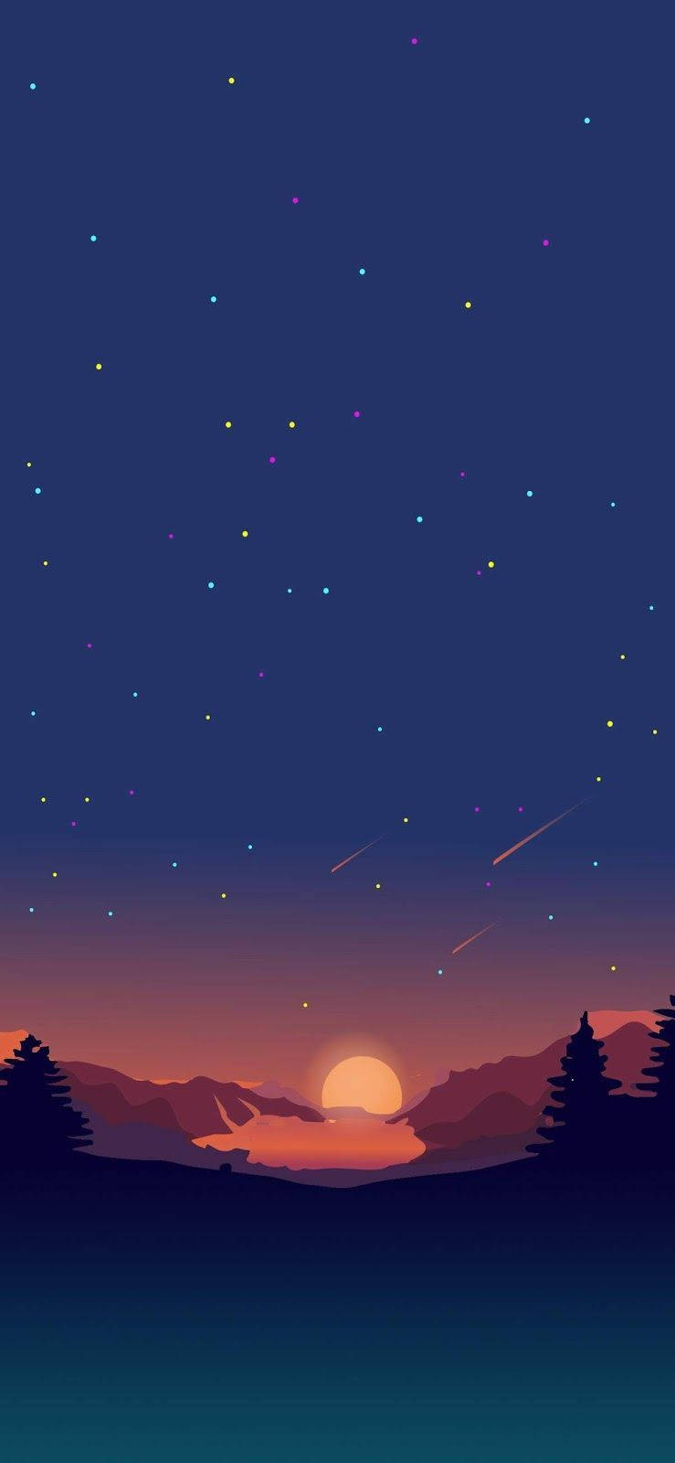 Digital Sunset Art Aesthetic Tablet Wallpaper