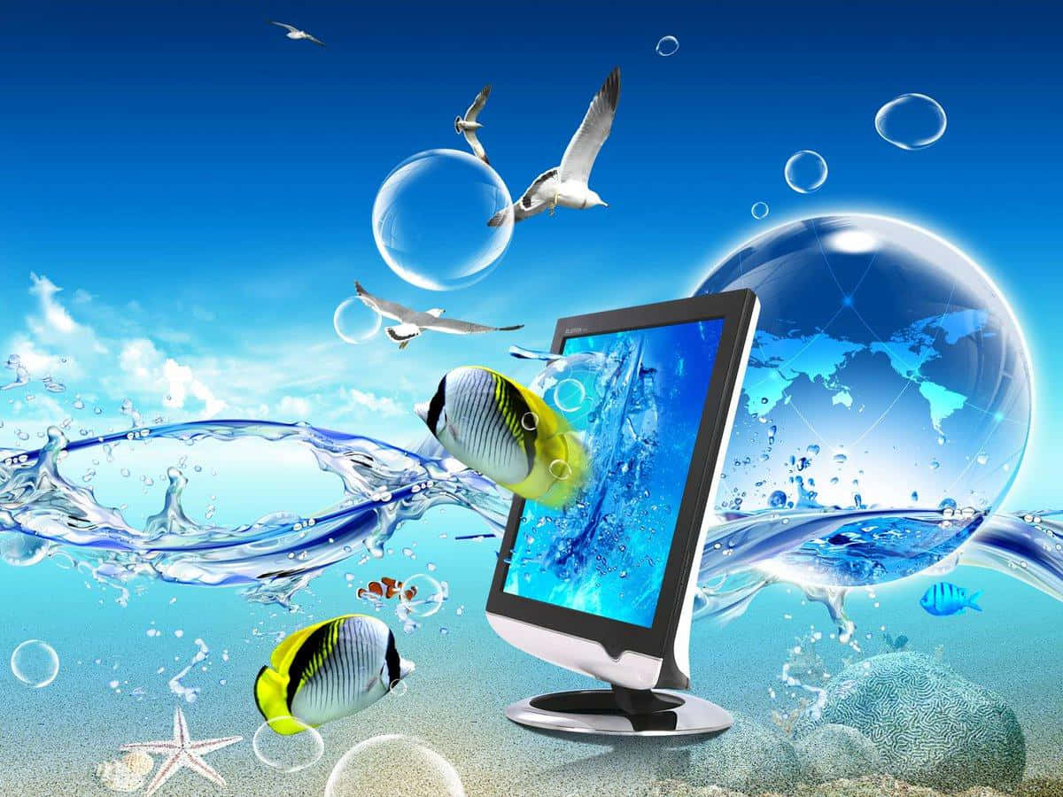 Digital World Aquatic Fantasy Wallpaper