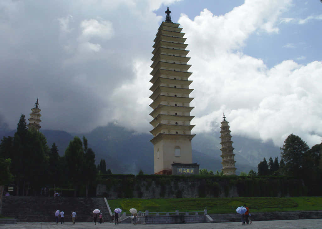 Dim Photo Of Three Pagodas Wallpaper