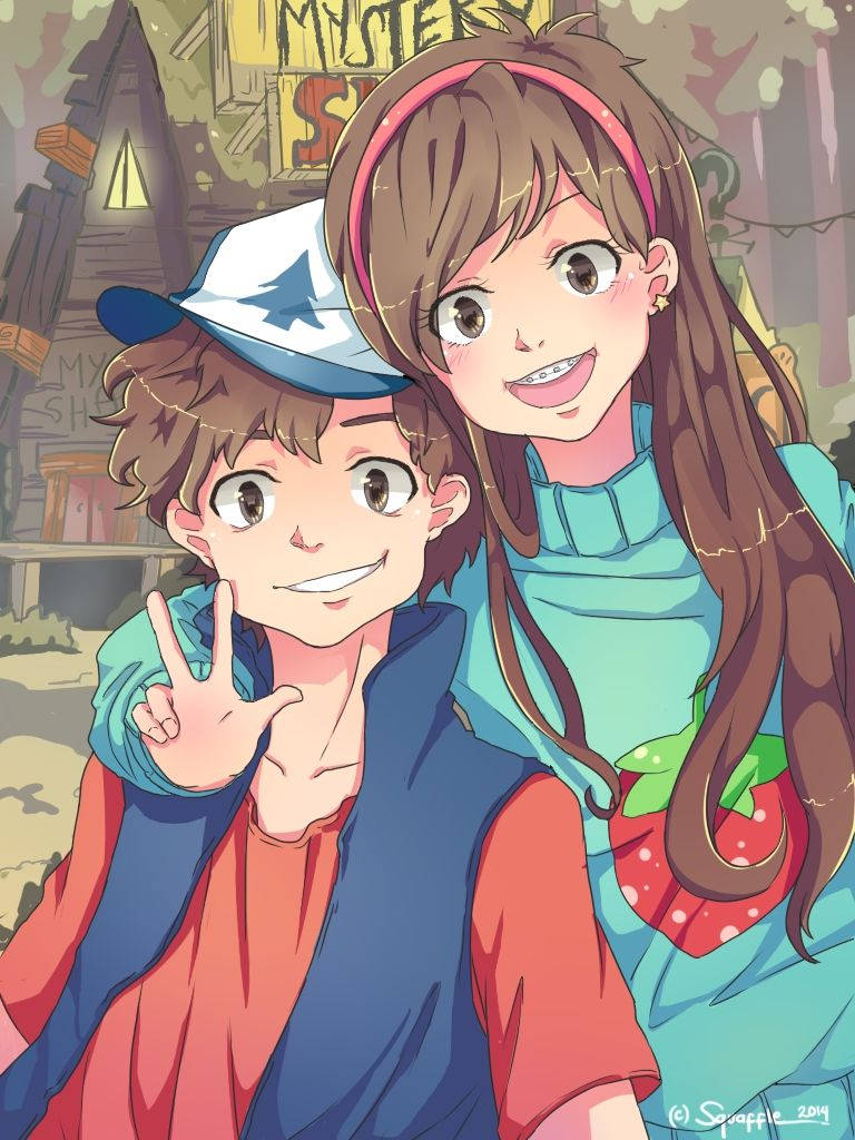 Dipper Pines And Mabel Digital Drawing Wallpaper