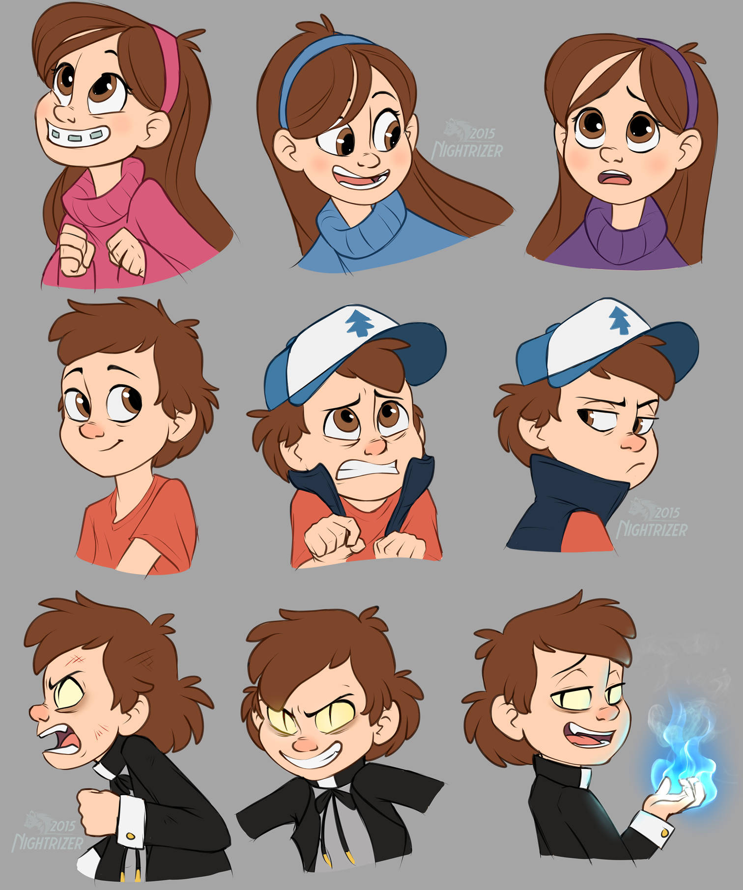 Dipper Pines Sister And Bill Art Wallpaper