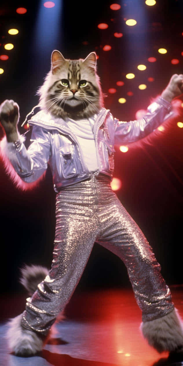 Disco Dancing Cat Spotlight Wallpaper