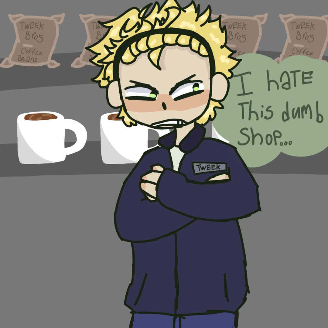 Disgruntled Coffee Shop Worker Illustration Wallpaper