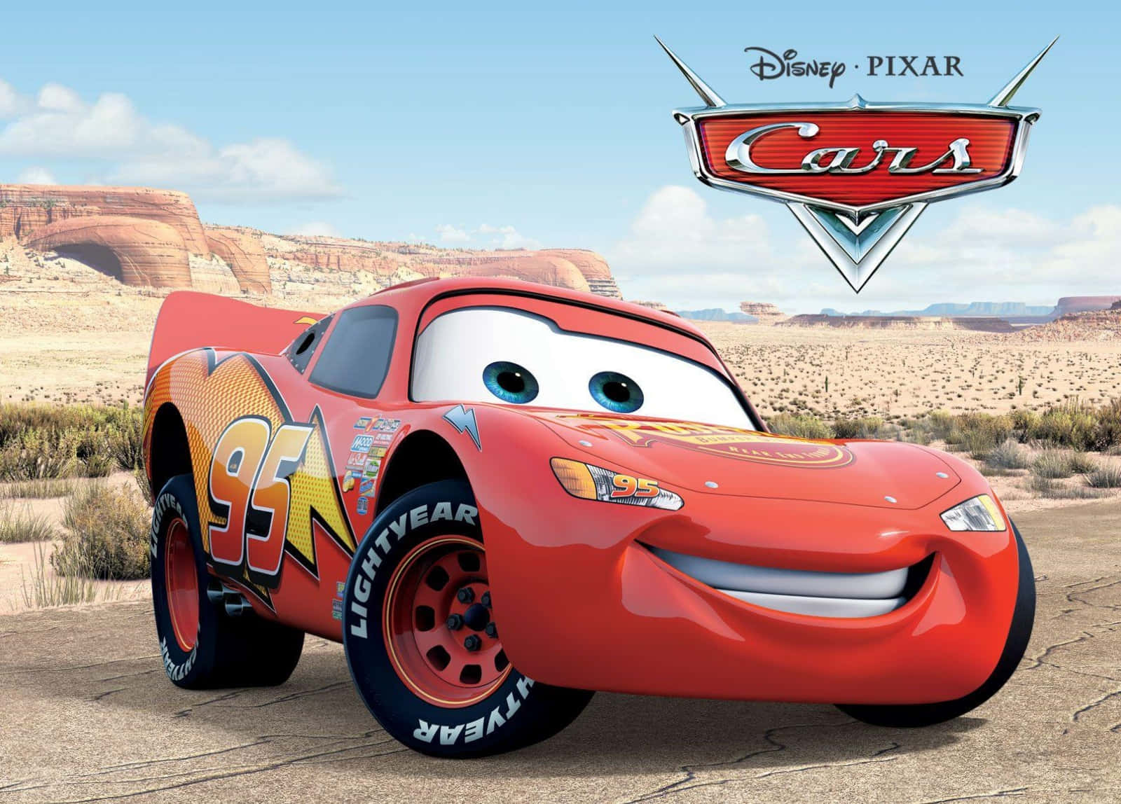 Disney Cars Character Lightning Mcqueen In Radiator Springs Wallpaper