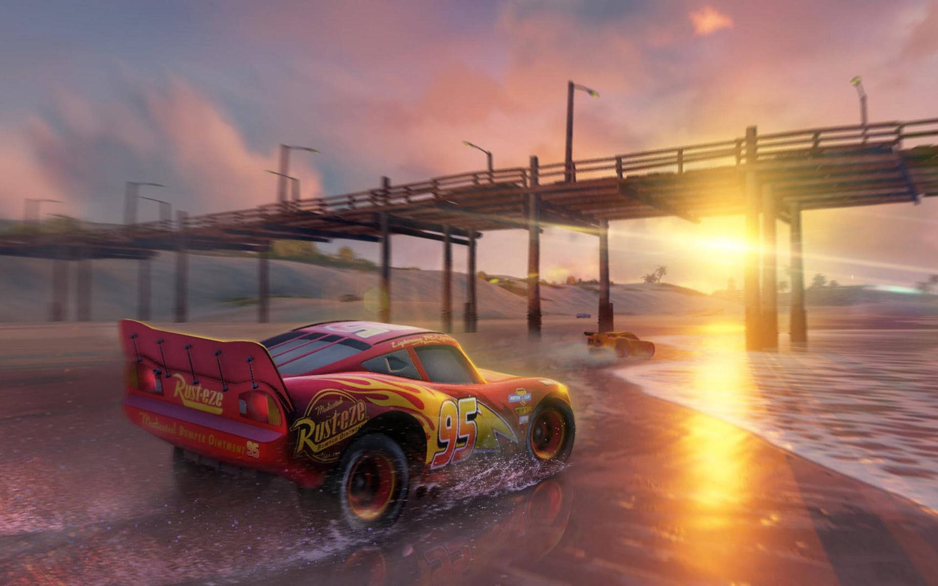 Disney Cars Lightning Beach Wallpaper