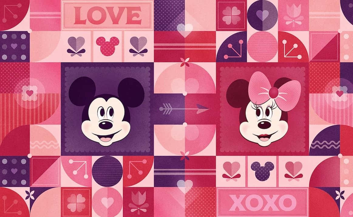 Disney Valentine Mickey And Minnie Cute Collage Wallpaper