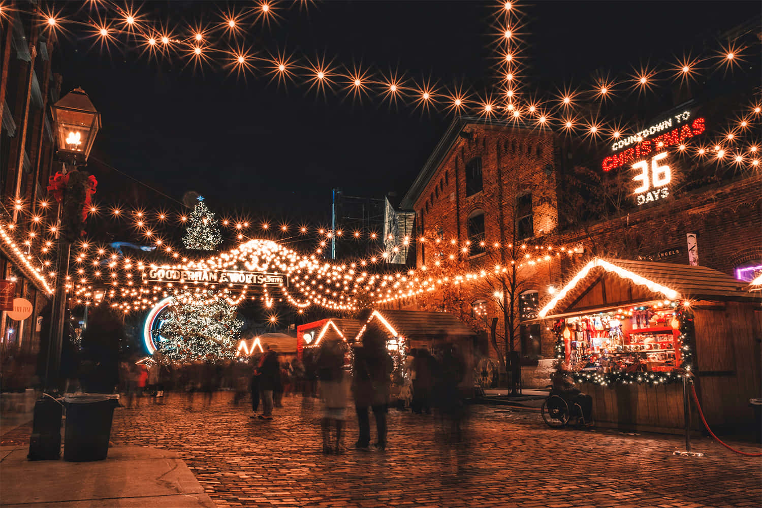 Distillery District Christmas Market Twilight Wallpaper