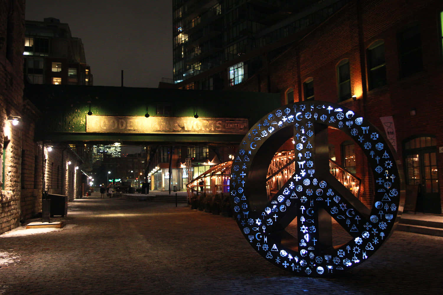 Distillery District Peace Signat Night Wallpaper