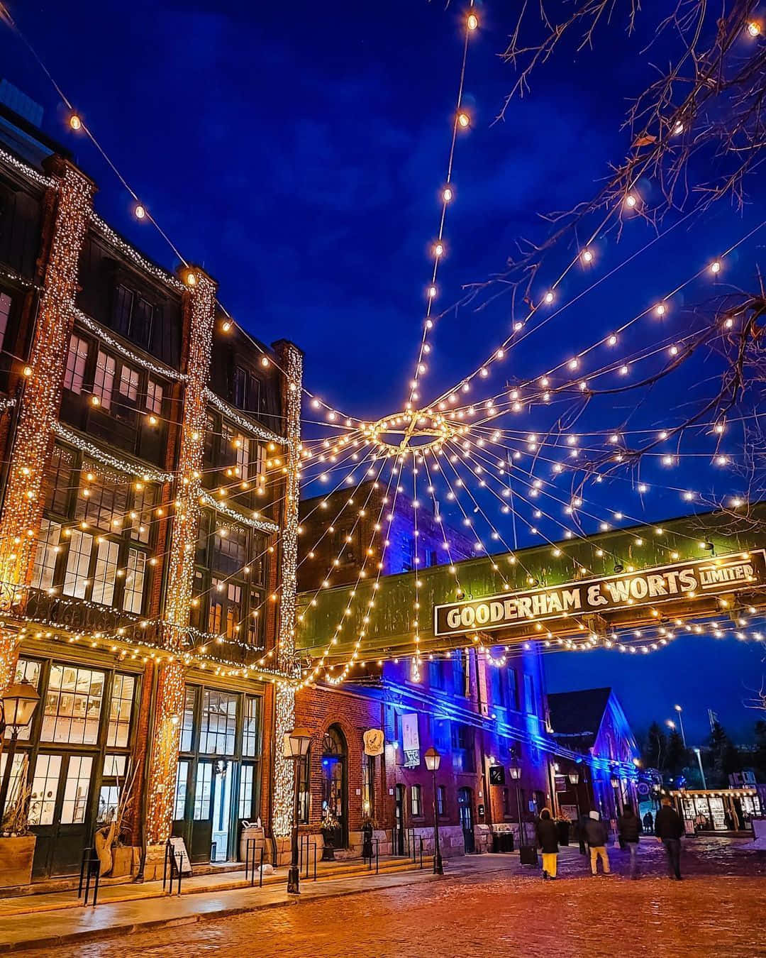 Distillery District Toronto Evening Lights Wallpaper