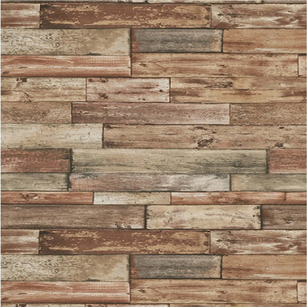 Distraught Wooden Brick Wall Wallpaper