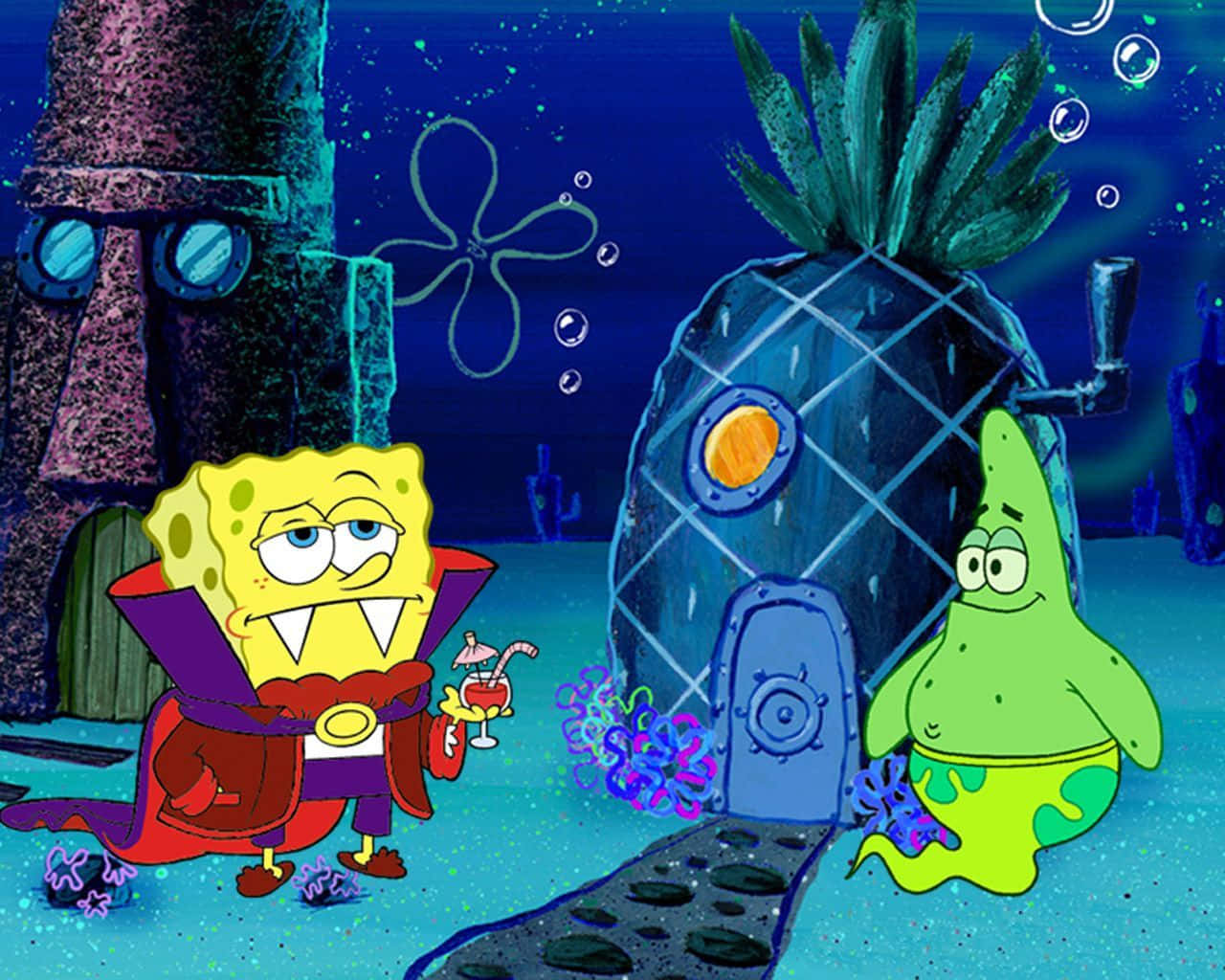 Dive Into The Underwater World Of Spongebob Aesthetic Desktop Wallpaper