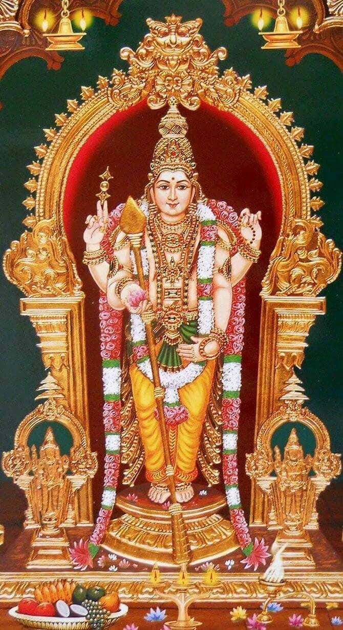 Divine Baby Murugan On Golden Throne Wallpaper