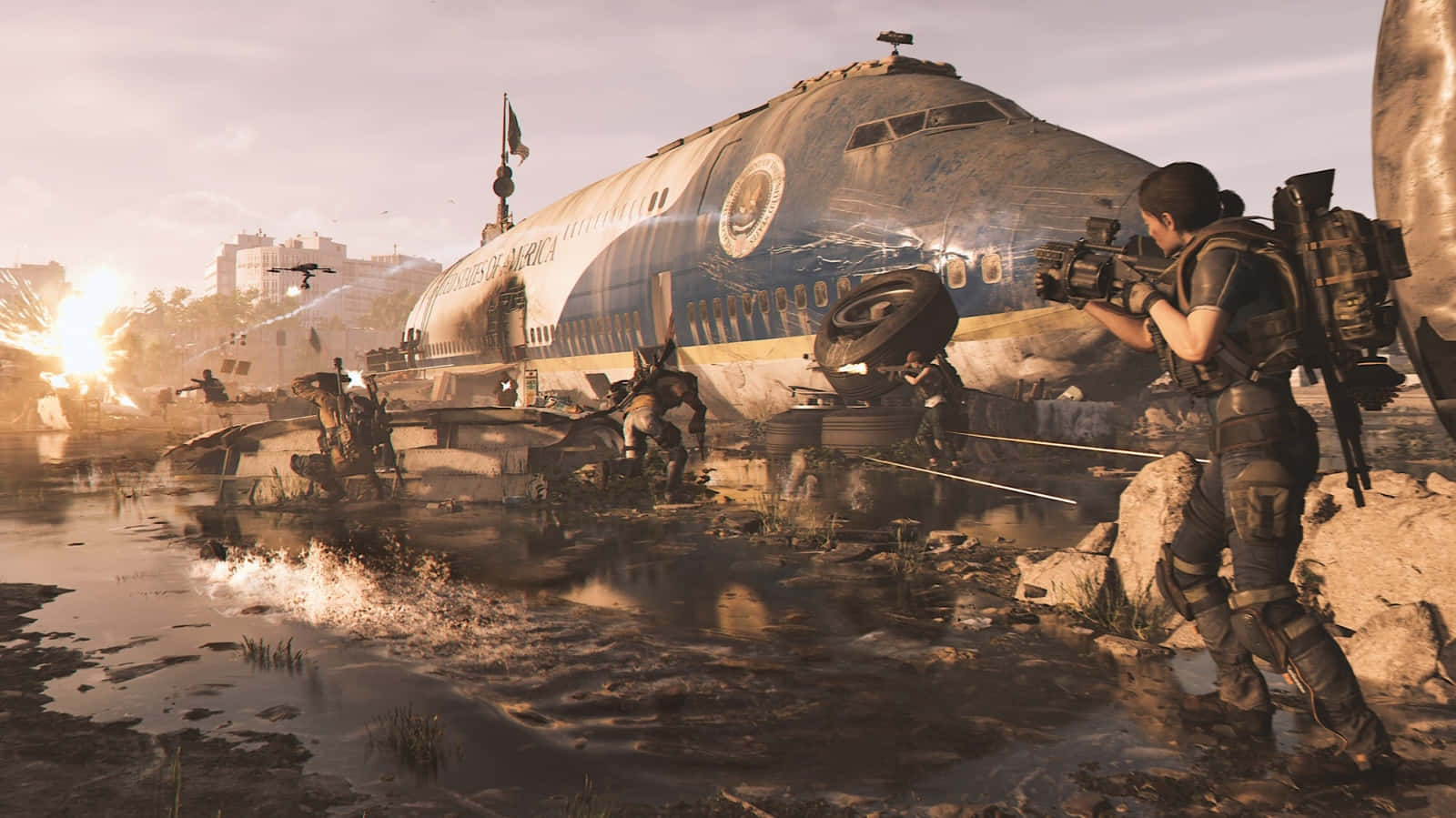 Division2 Air Force One Battle Scene Wallpaper