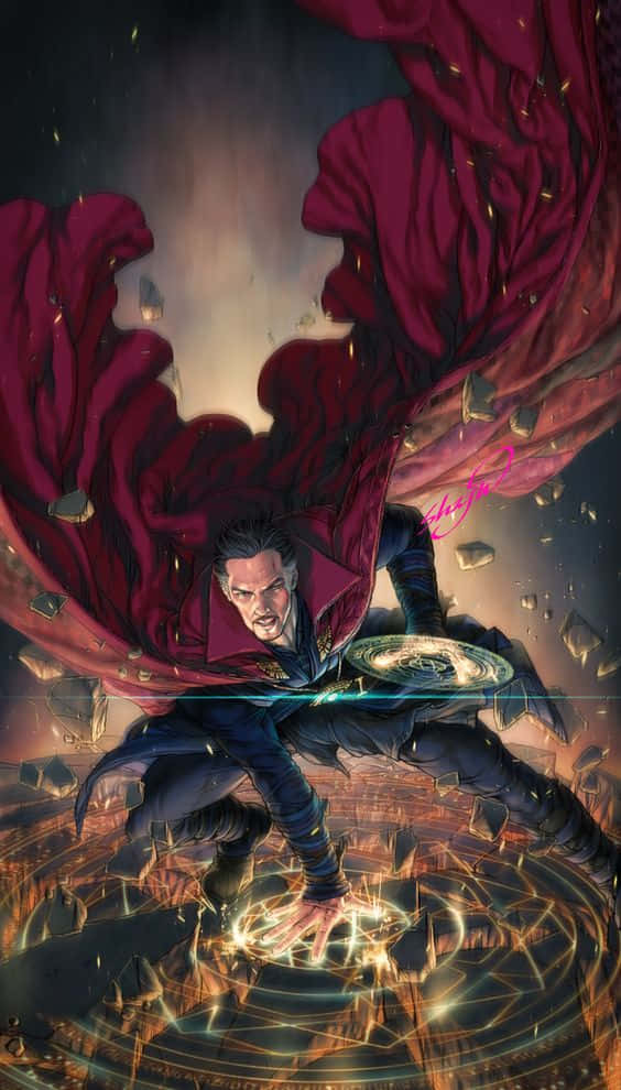 Doctor Strange - A Comic Book Character Flying Through The Air Wallpaper