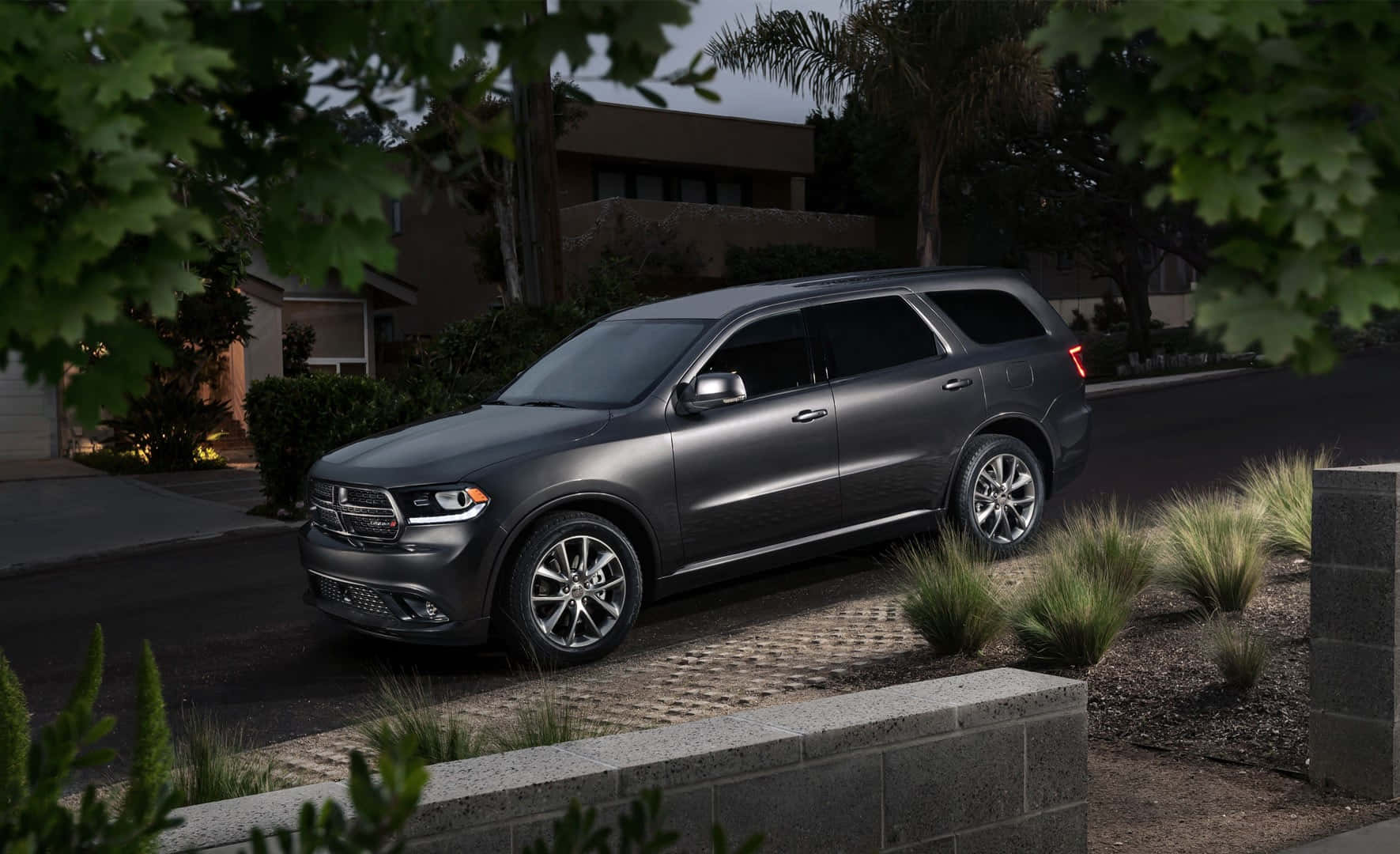 Dodge Durango S U V Parked Residential Area Wallpaper