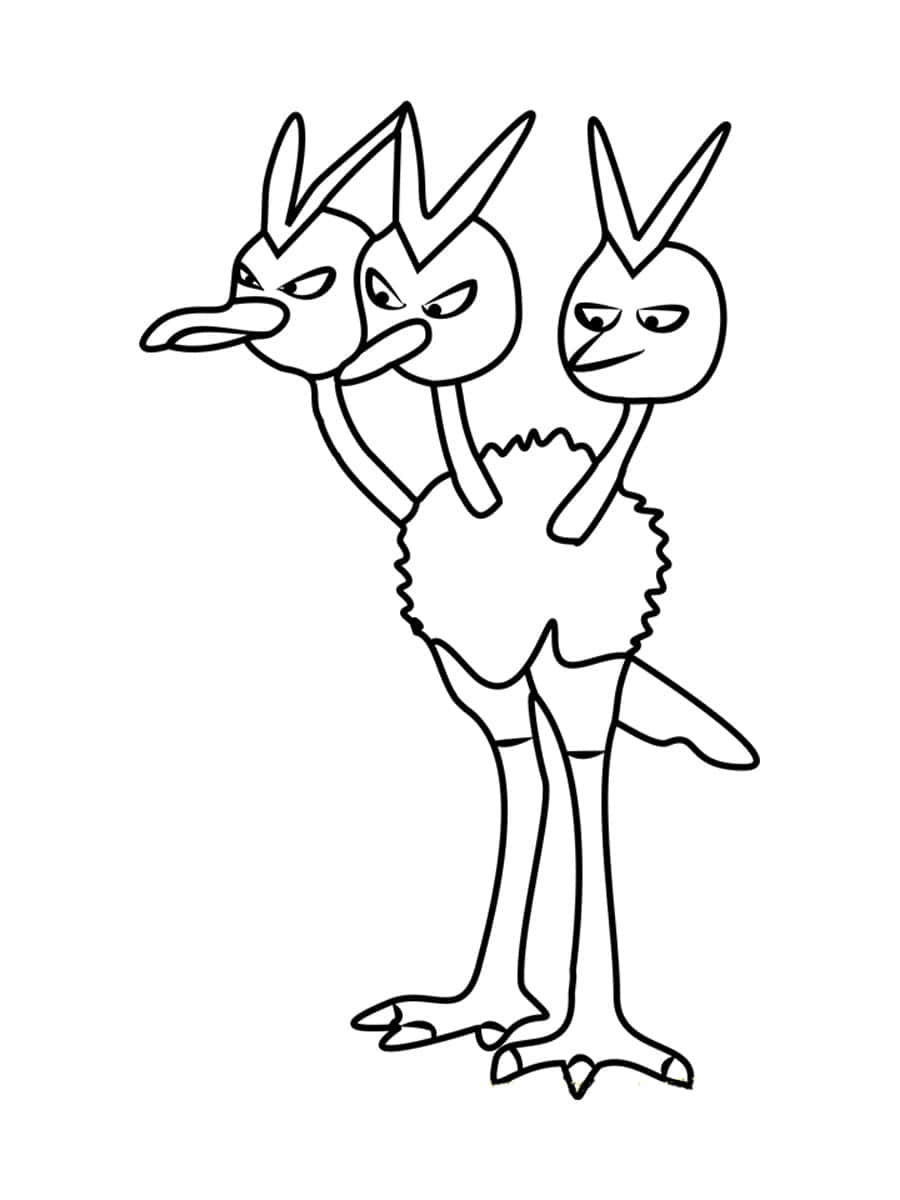 Dodrio Black And White Illustration Wallpaper