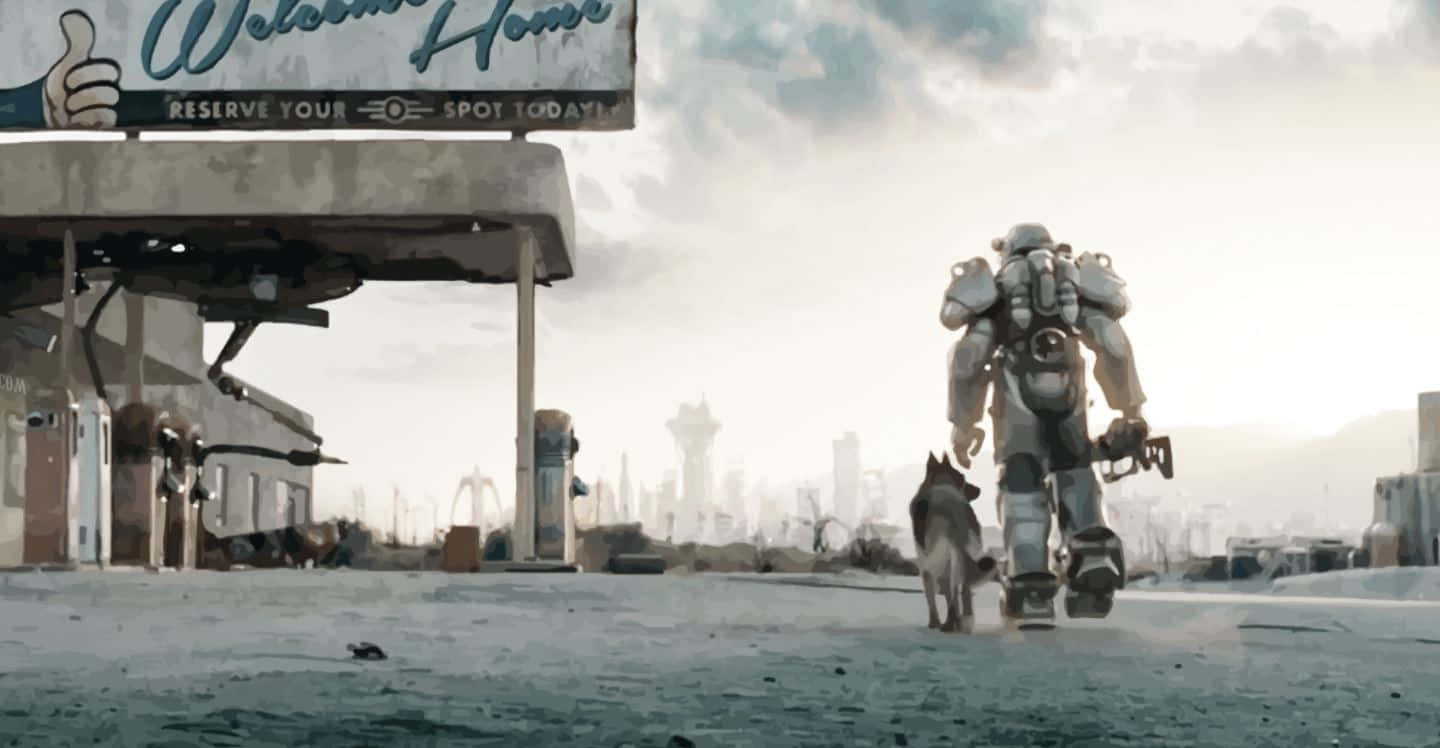 Dogmeat, The Loyal Companion In The Post-apocalyptic World Of Fallout 4 Wallpaper