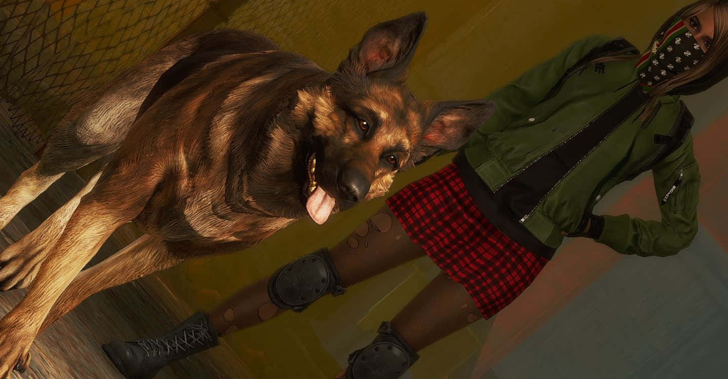 Dogmeat, The Loyal Companion In The Post-apocalyptic World Of Fallout 4 Wallpaper