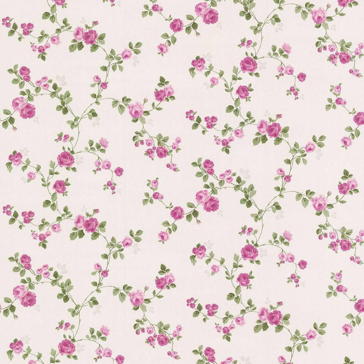 Dollhouse Pink Roses Pattern Wallpaper