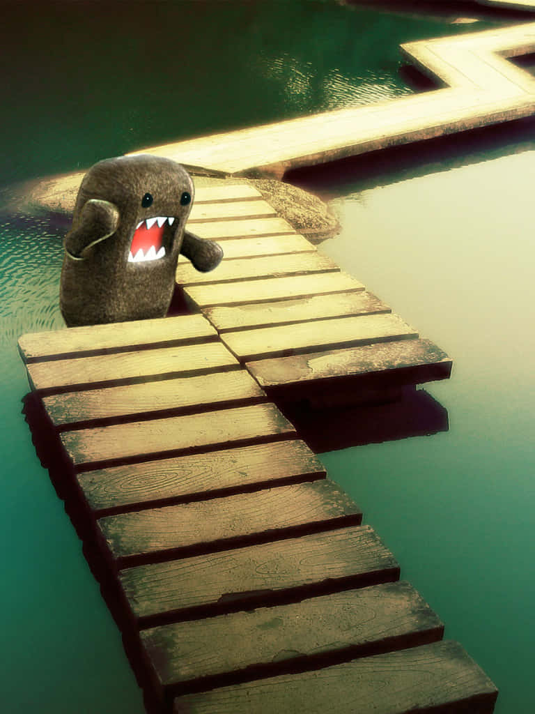 Domo Kun Wooden Dock Serenity Wallpaper