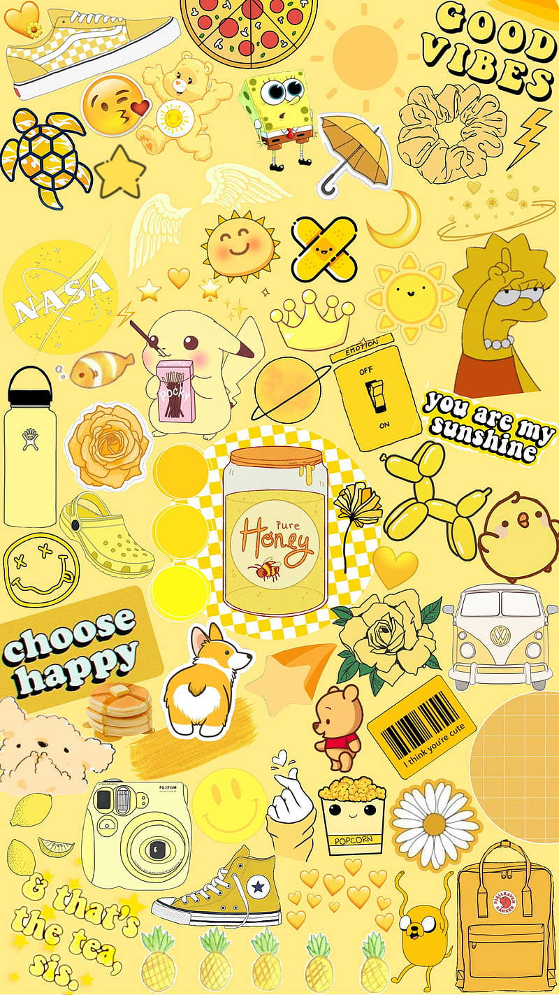 Doodle Cute Yellow Aesthetic Wallpaper