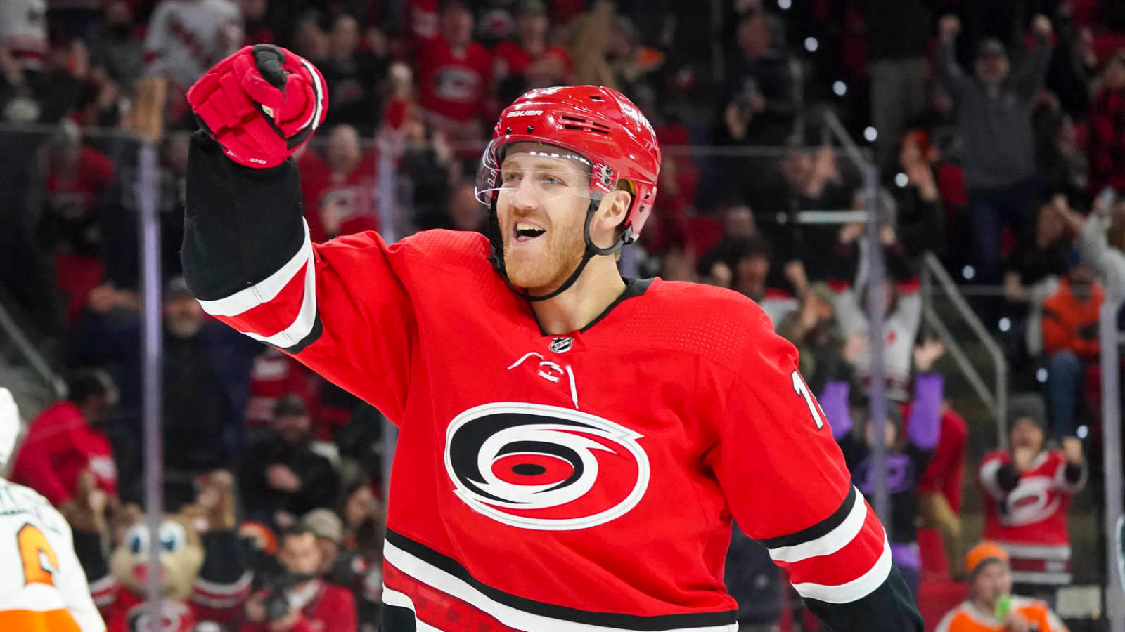 Dougie Hamilton Carolina Hurricanes Celebrate Goal Wallpaper