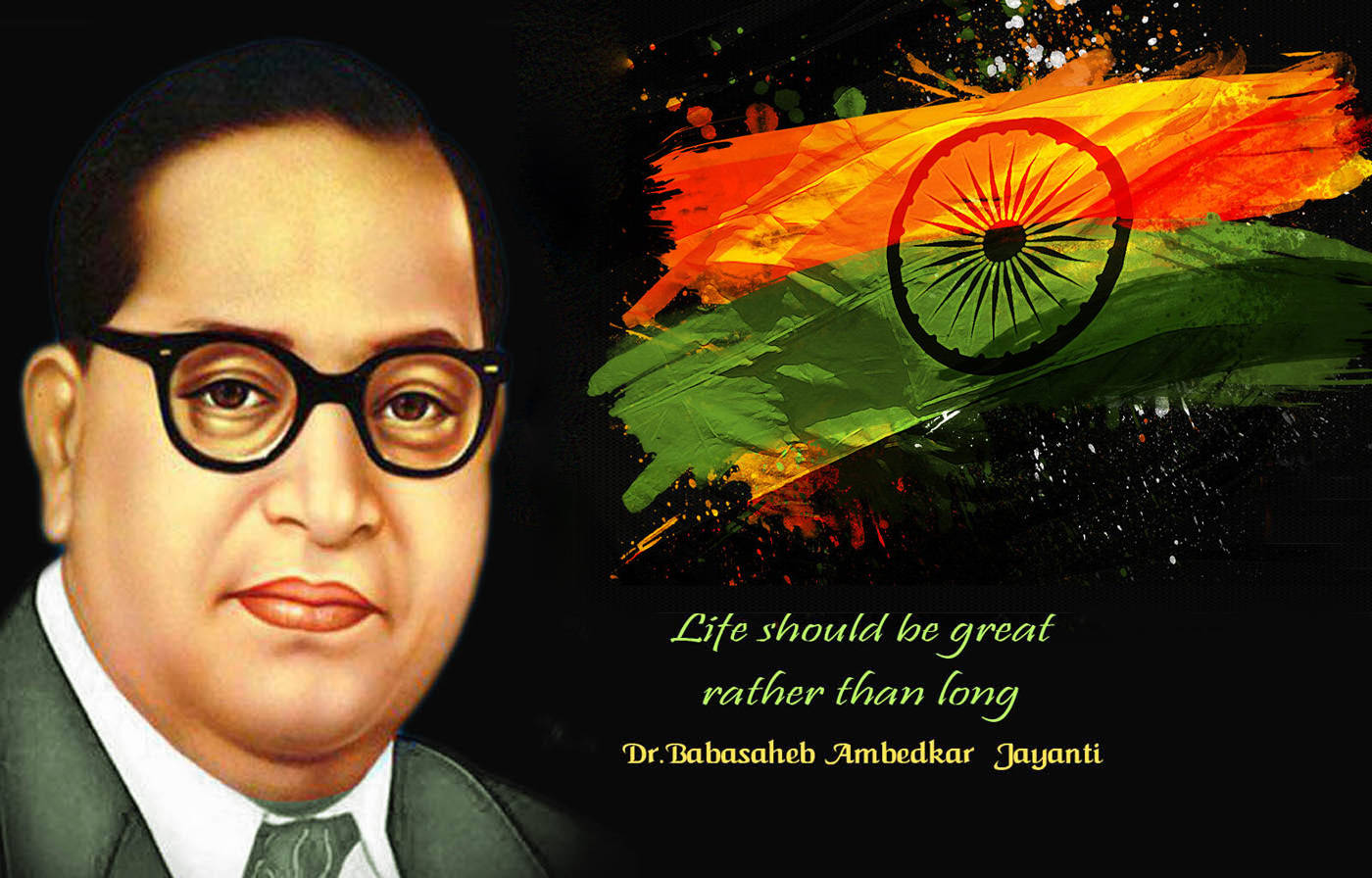 Dr Babasaheb Ambedkar Indian Flag Colors Wallpaper