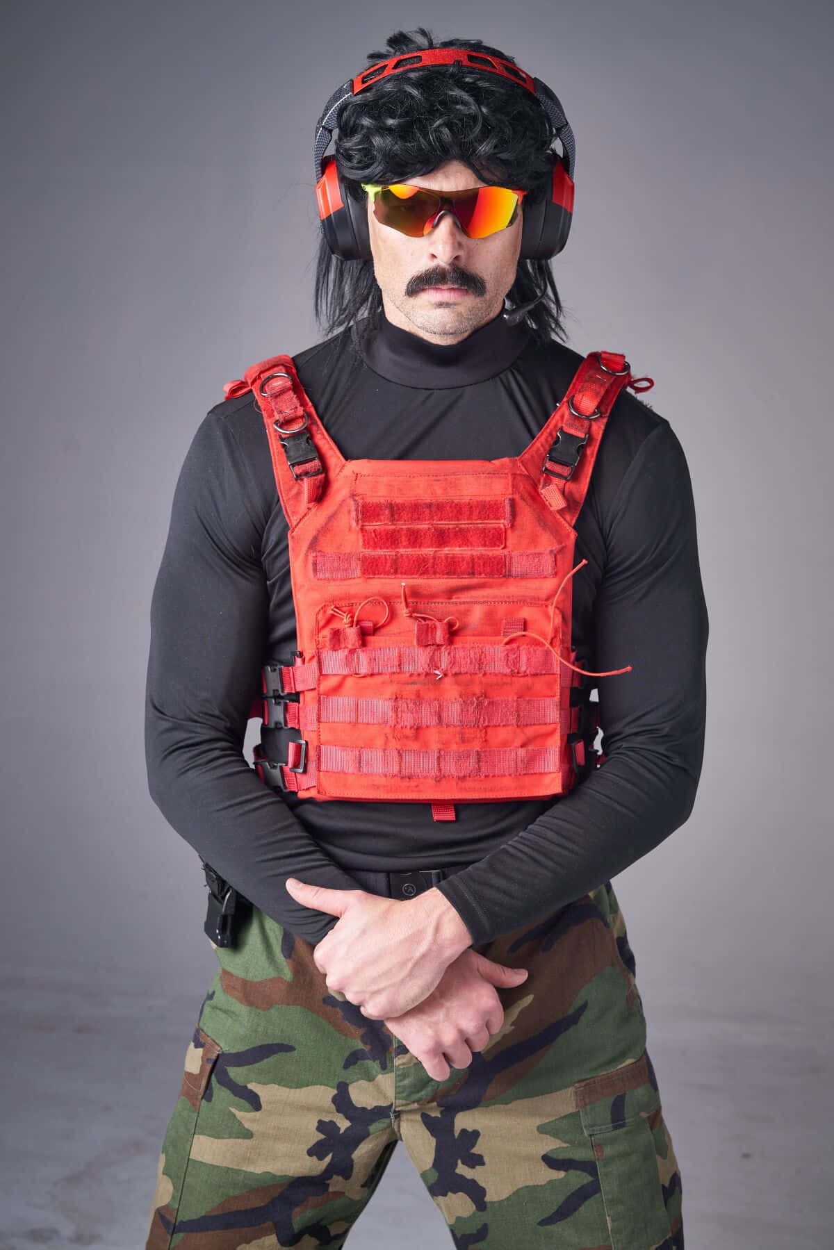 Dr Disrespect Wearing Red Bulletproof Vest Wallpaper