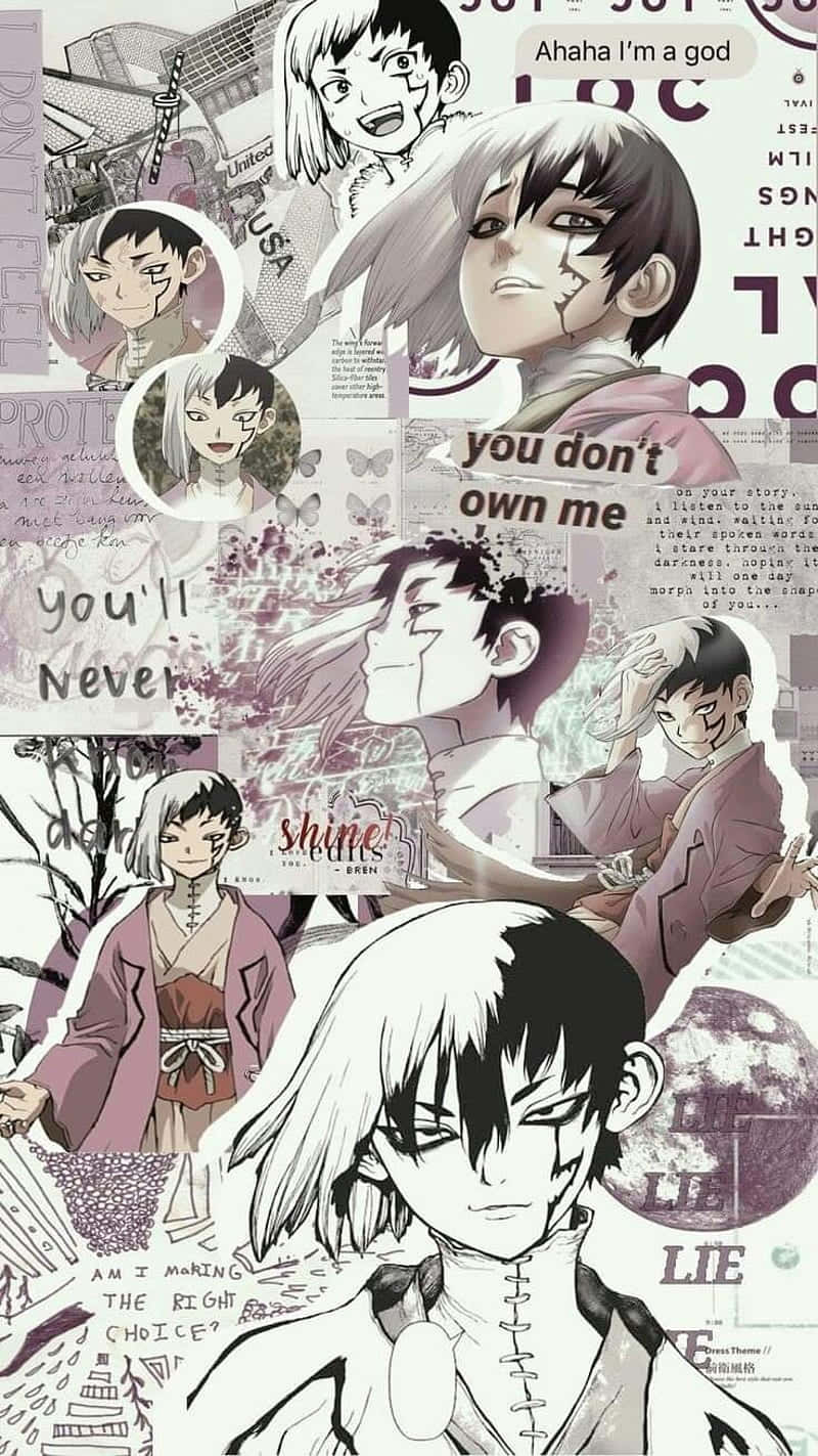 Dr Stone Chrome Collage Wallpaper