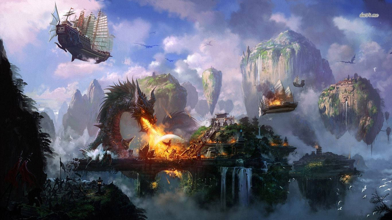 Dragon In Floating Pandora Wallpaper