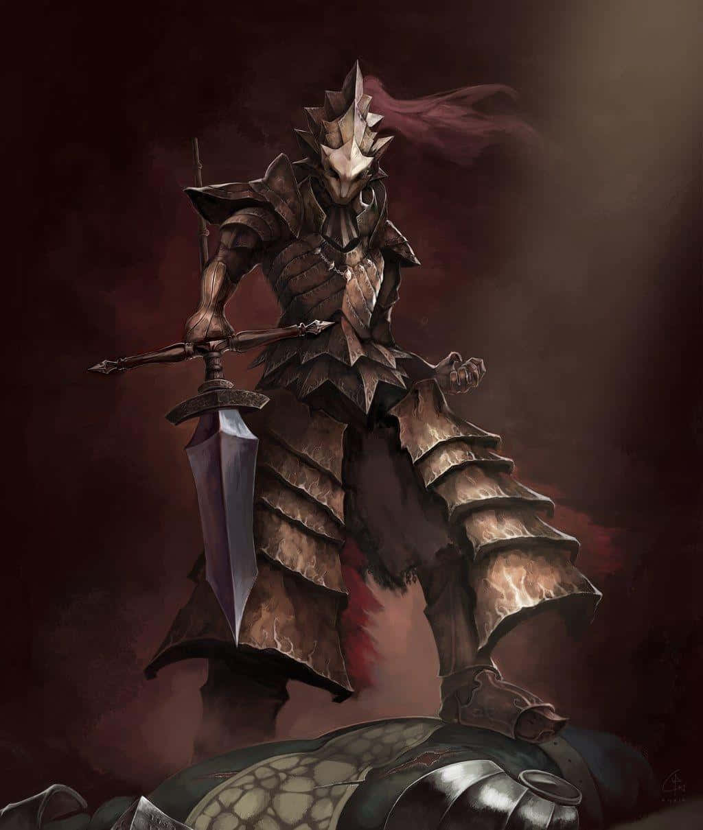 Dragon Slayer Ornstein In Battle Wallpaper