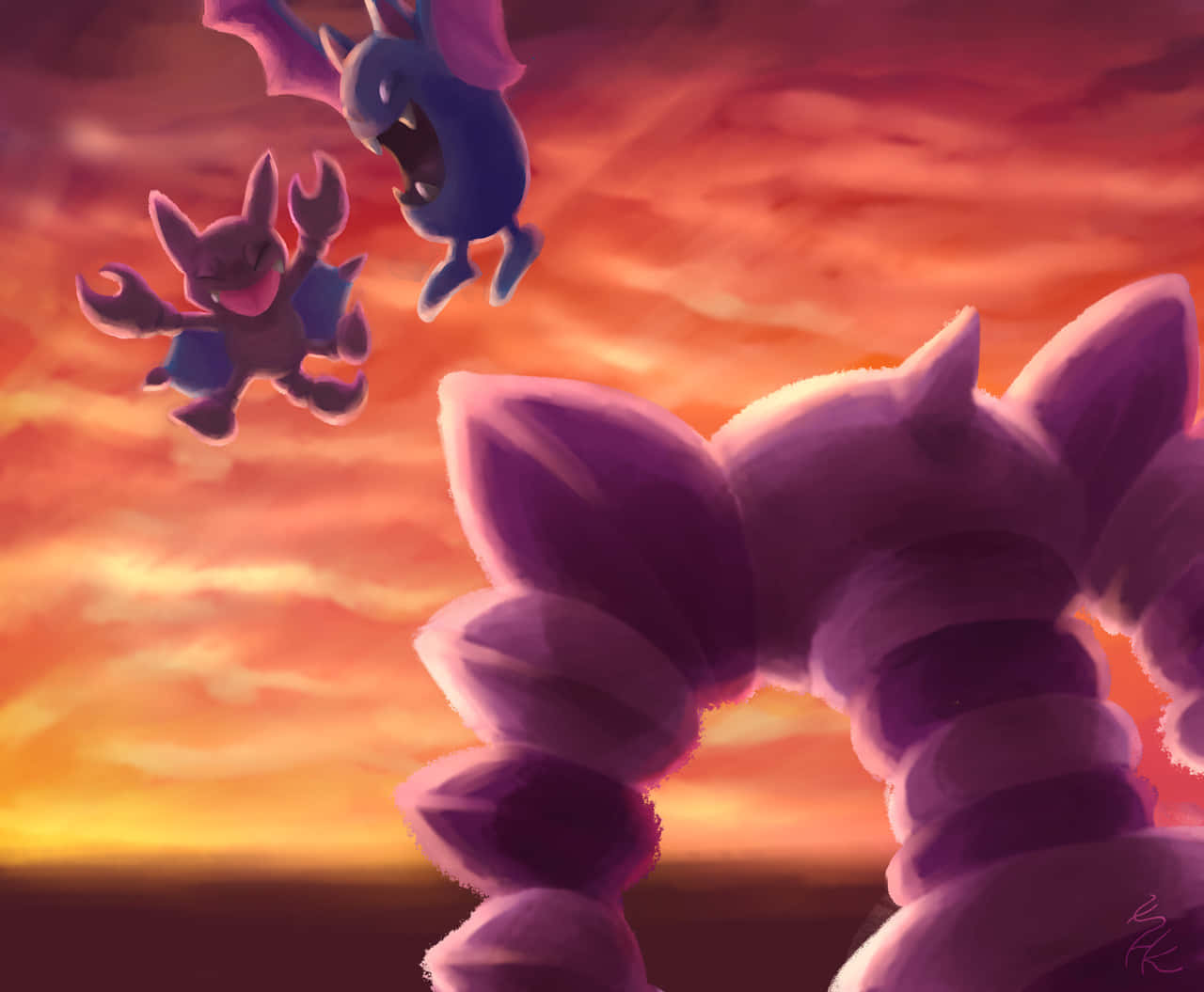 Drapion With Gligar And Golbat Wallpaper