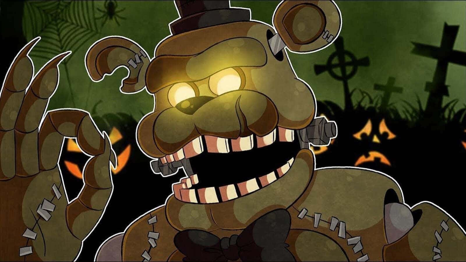 Dreadbear From Five Nights At Freddy's Prowling In A Fiery Nightmare Wallpaper