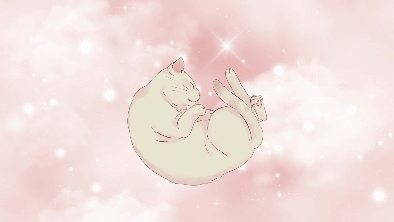 Dreamy Pastel Cat Nap Wallpaper