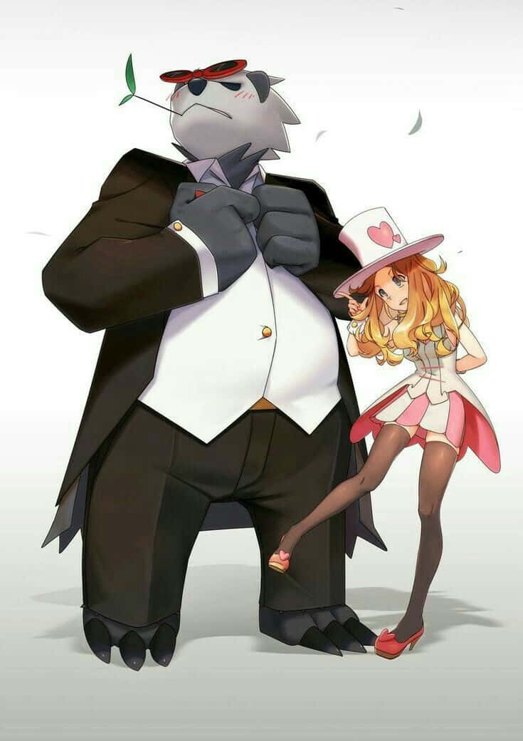 Dressed Up Pangoro And Serena Wallpaper