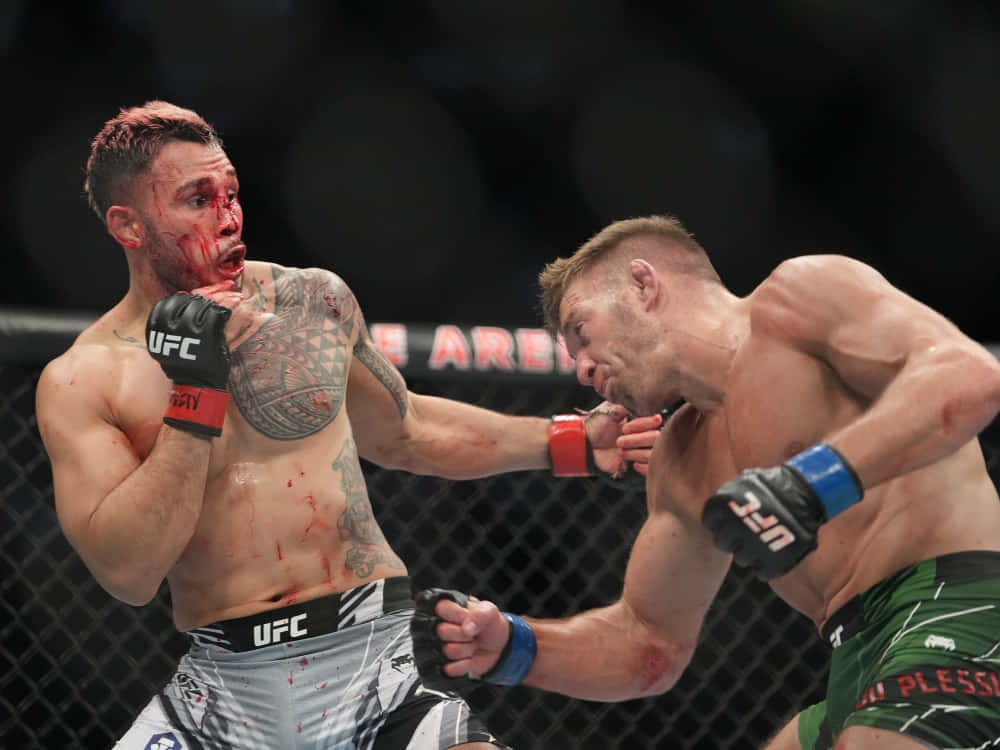 Dricus Du Plessis In Intense Fight Against Bloody Opponent Wallpaper