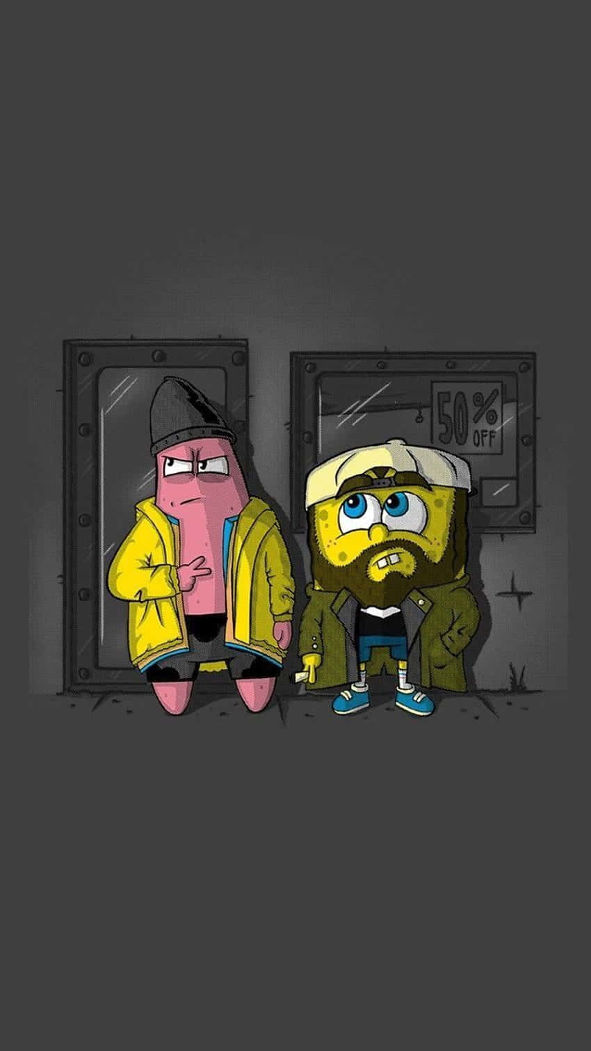 Drippy_ Sponge Bob_and_ Patrick_ Standing Wallpaper