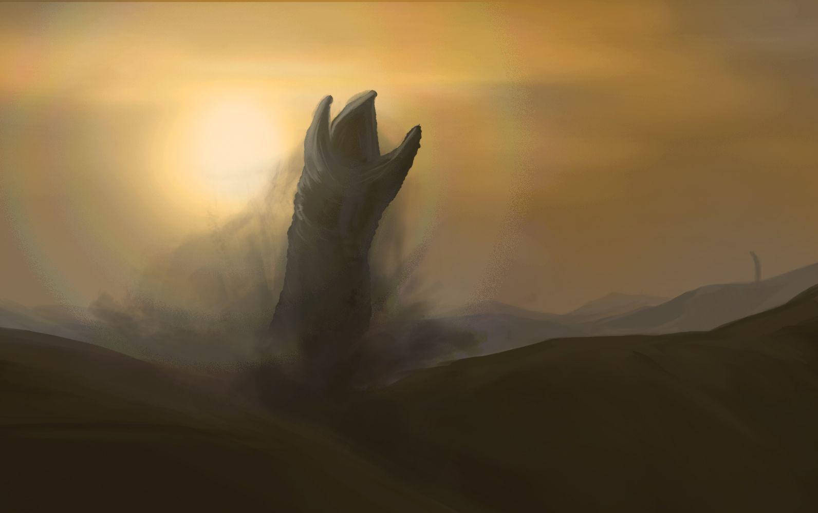 Dune Movie Monster Rise From The Desert Wallpaper