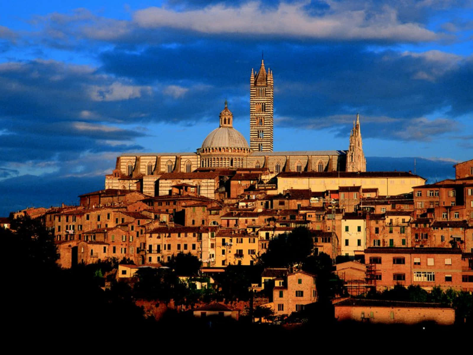 Duomo Di Siena And Brick Houses Wallpaper