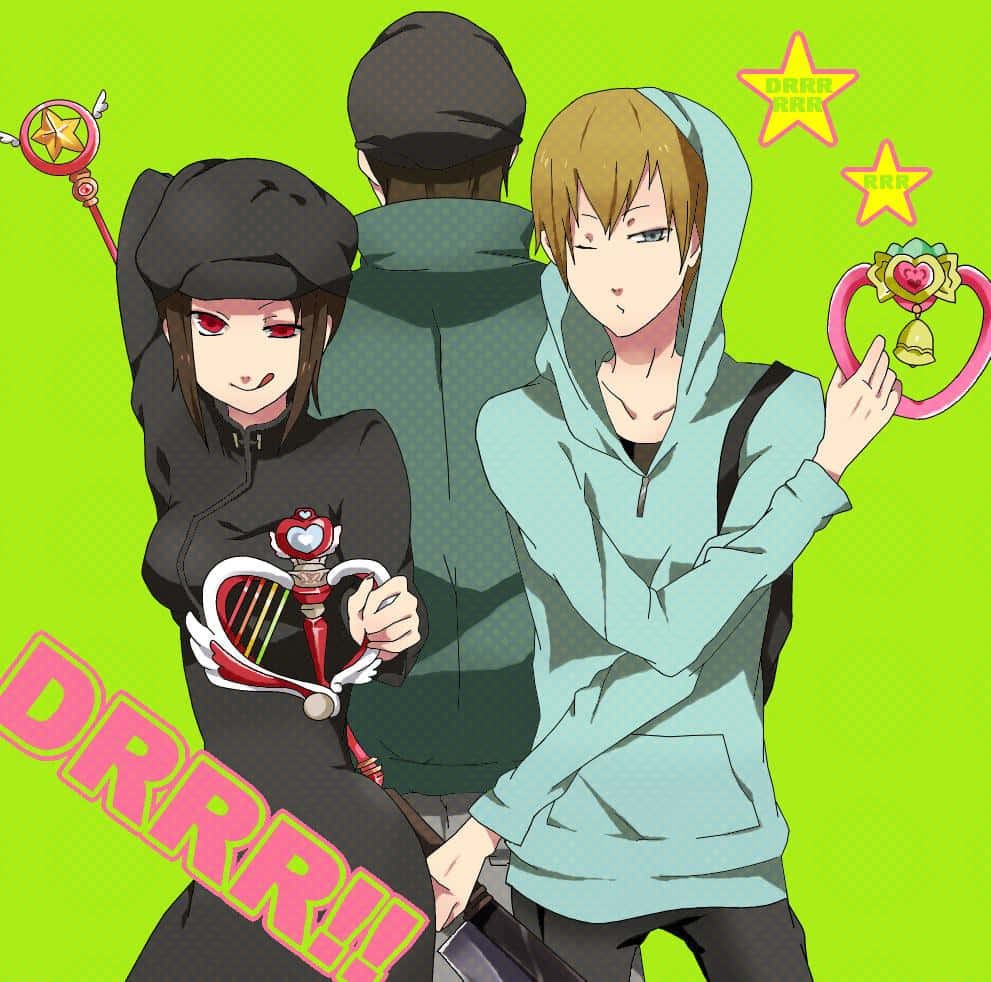 Durarara Animated Characters Green Background Wallpaper