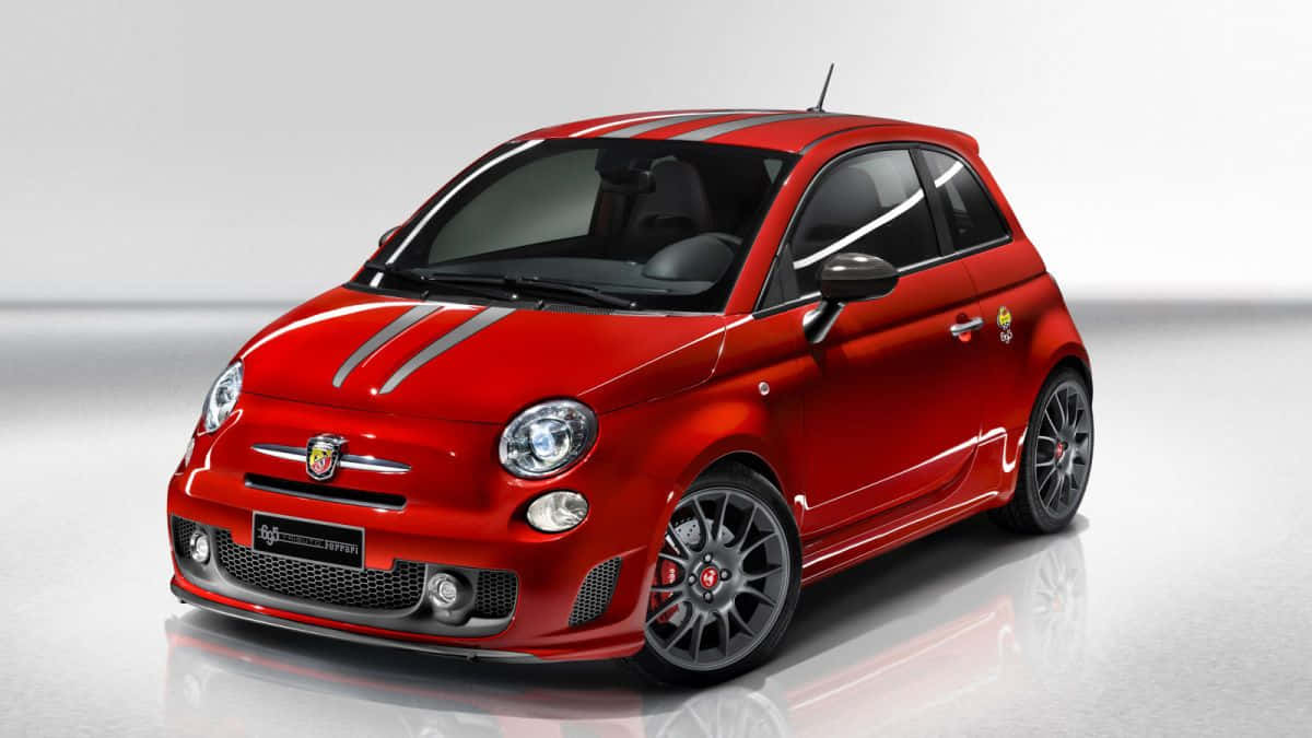 Dynamic Abarth 695 Racing On A Wet Asphalt Road Wallpaper