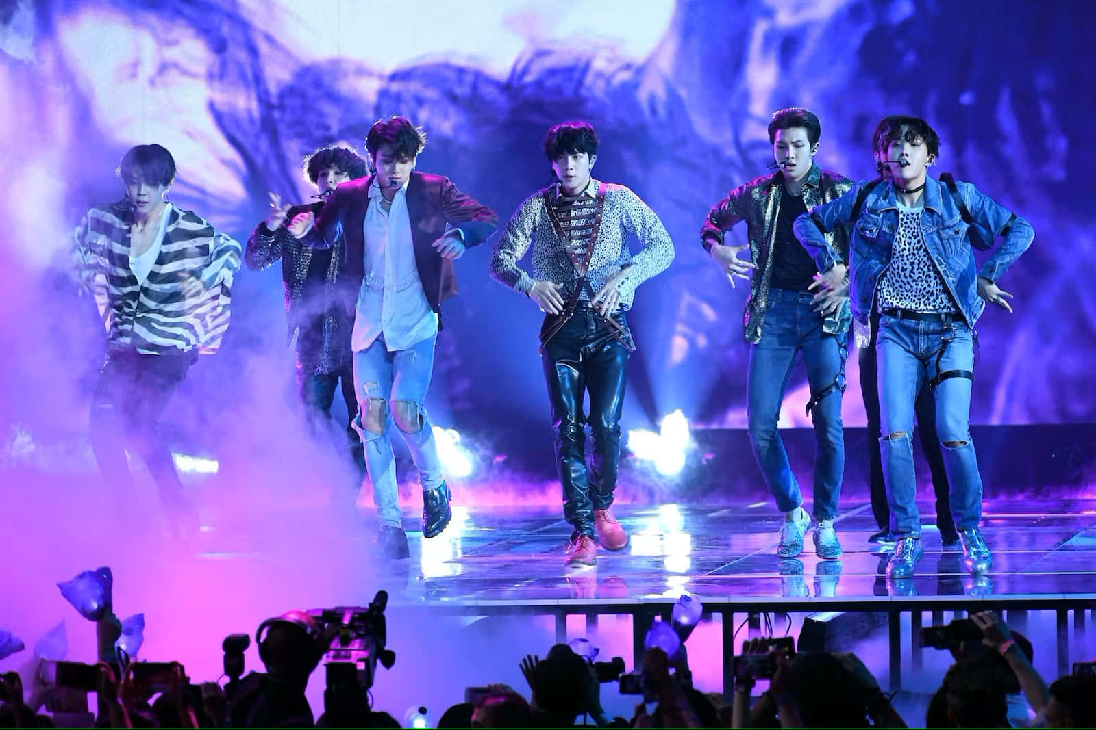 Dynamic Bts Performance On Stage Wallpaper