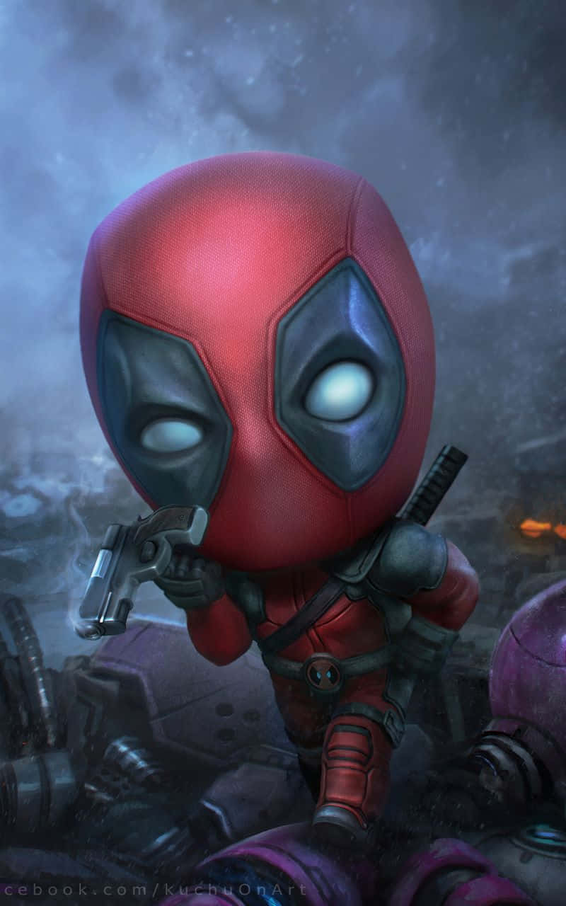 Dynamic Deadpool Cartoon In Action! Wallpaper