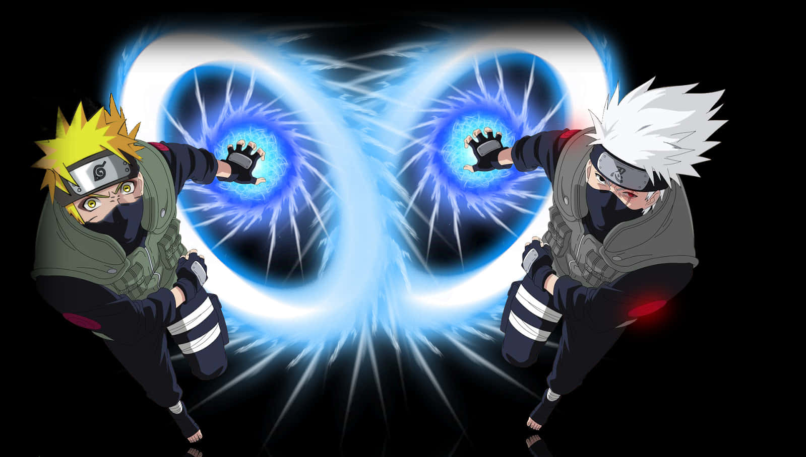 Dynamic Duo - Kakashi And Naruto In Action Wallpaper